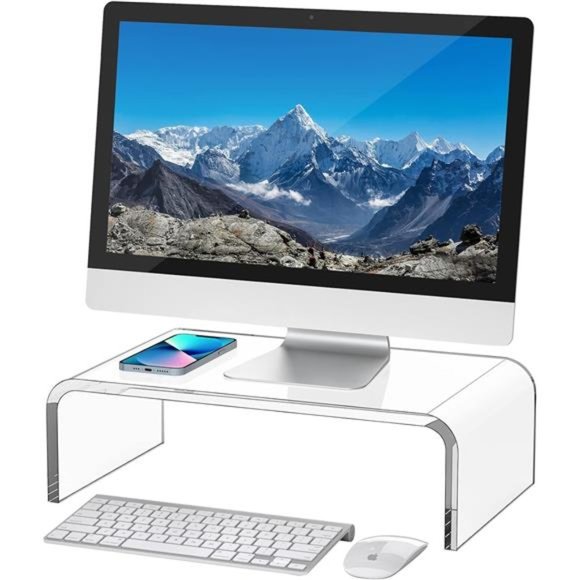Acrylic Laptop Stand, Monitor Stand Desk Organizer, Clear Monitor Riser - Picture 1 of 7